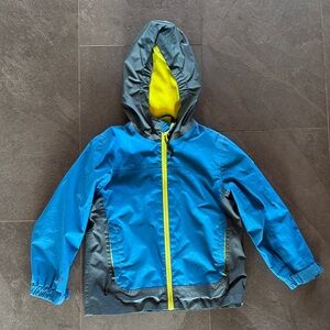 Mckinley Blue and Gray Youth Hooded Windbreaker with Lime Trim